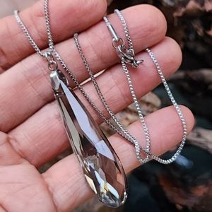 Swarovski Jewelry Large Sparkling Teardrop Crystal 14K White Gold Plated